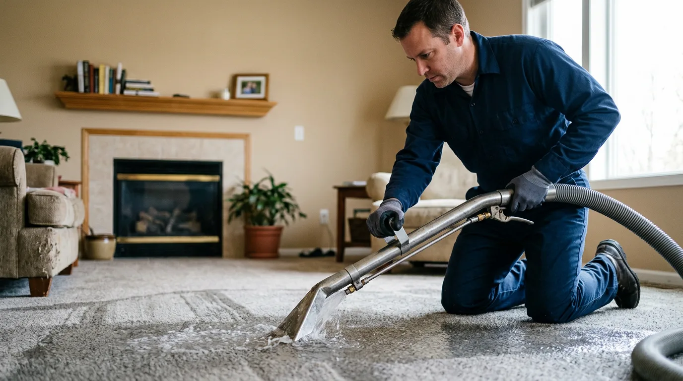 Water damage restoration technician working near Jersey City, NJ